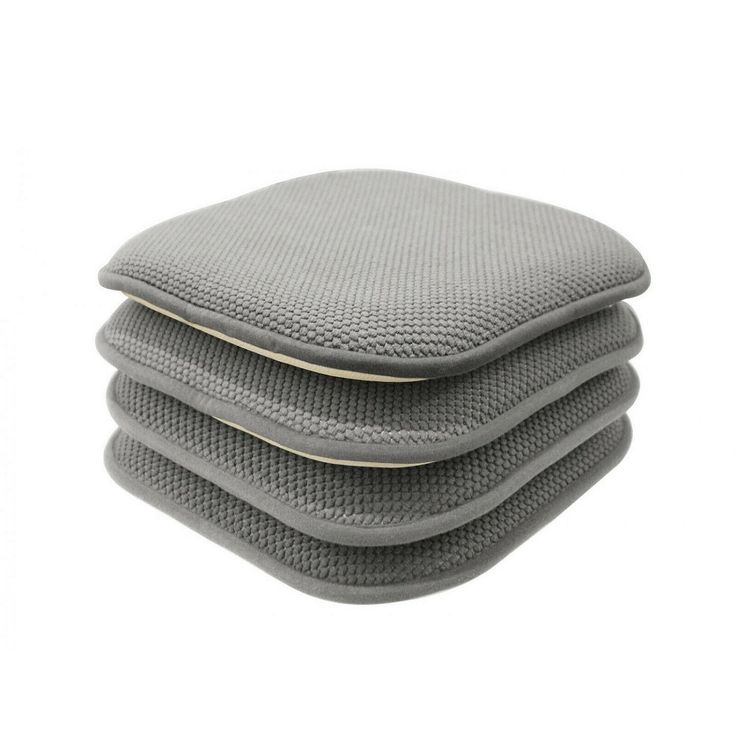 Goodgram Non Slip Chenille Premium Memory Foam Chair Cushions 4 Pack 16 In W X L Gray Outdoor Dining Chairs Outdoor Dining Chair Cushions, Non Slip Chair Cushions Indoor