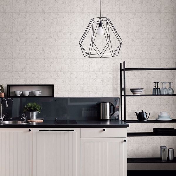 Metro Carrara Peel Stick Wallpaper White Brick Wallpaper Faux Brick Wallpaper Brick Wallpaper