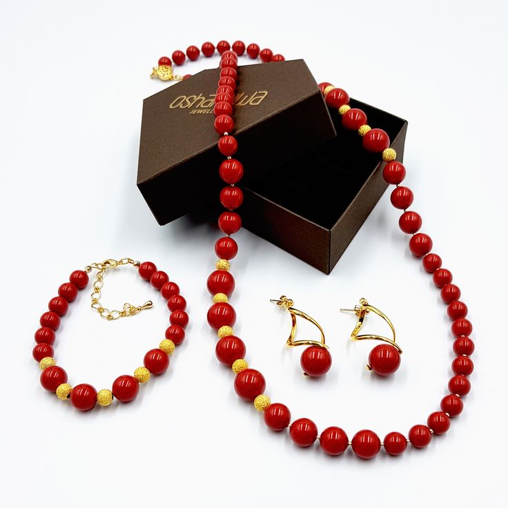 AUD $80.00 Red Coral Pearl Necklace Jewellery Set ~Perfect Jewellery Gift Idea~ AUD $80.00 Red Coral Pearl Necklace Jewellery Set ~Perfect Jewellery Gift Idea~