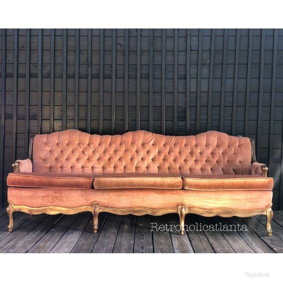 Rare 1800 1900 parlor settee Mid Century Salmon Rose Gold Rare 1800 1900 parlor settee Mid Century Salmon Rose Gold