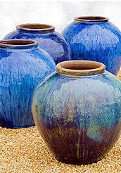 Large Blue Pots In Landscape Large Blue Pots In Landscape