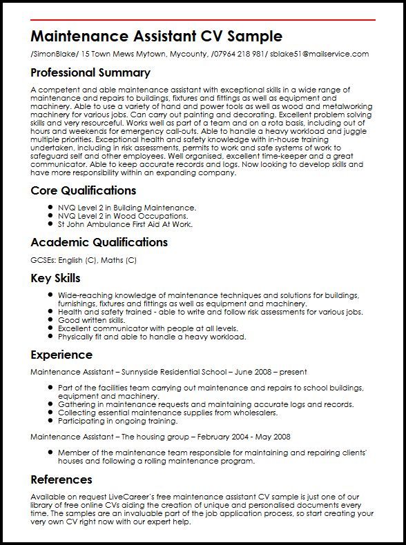 resume examples maintenance examples maintenance resume