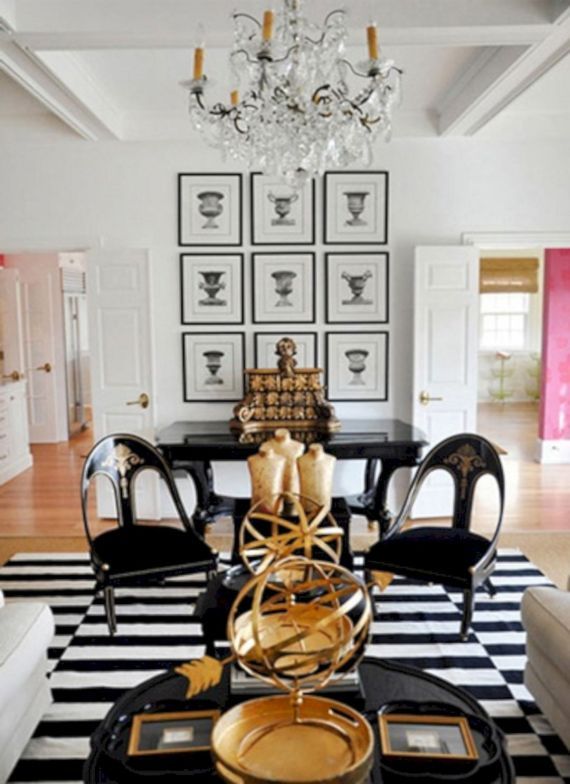 Black White And Gold Living Room Design 20 | White decor, Gold living