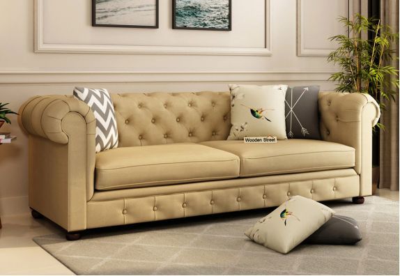 Henry 3 Seater Sofa (Cotton, Irish Cream) | Sofa Couch Design, Office Sofa  Design, Modern Fabric Sofa