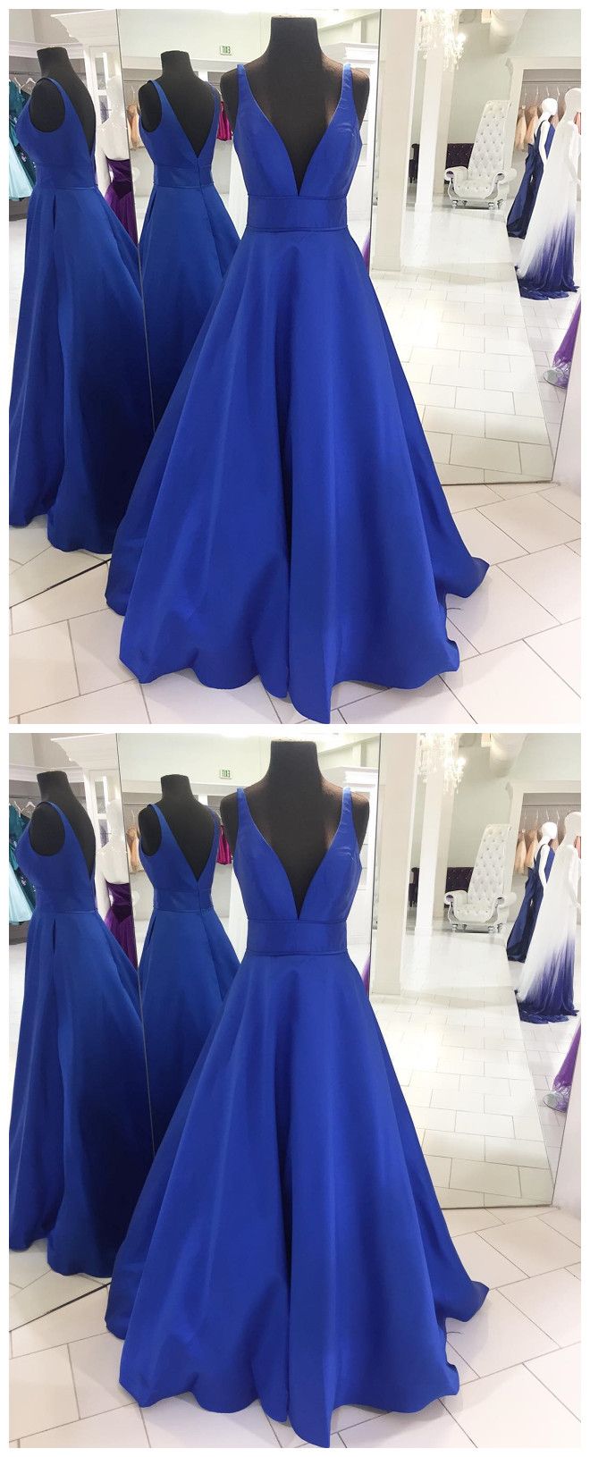 simply v neck royal blue long prom dress p1258 promdress