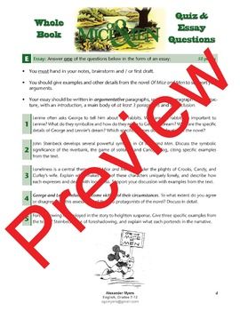Of mice and men essay questions and answers