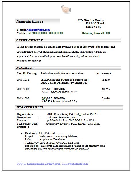Professional Curriculum Vitae / Resume Template for All Job Seekers Sample Template of an Excellent Computer Science and Engineering Resume Sample with Good Experience, Professional Curriculum Vitae with Free Download in Word Doc (3 Page Resume) (Click Read More for Viewing and Downloading the Sample) ~~~~ Download as many CV's for MBA, CA, CS, Engineer, Fresher, Experienced etc / Do Like us on Facebook for all Future Updates ~~~~