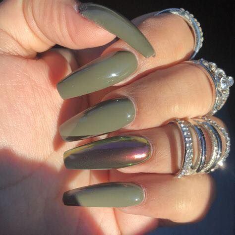 Tendenz-Fall-Nägel: Grüne Farbkunst-Entwürfe 2019 #herbst #naildesigns #herbs…