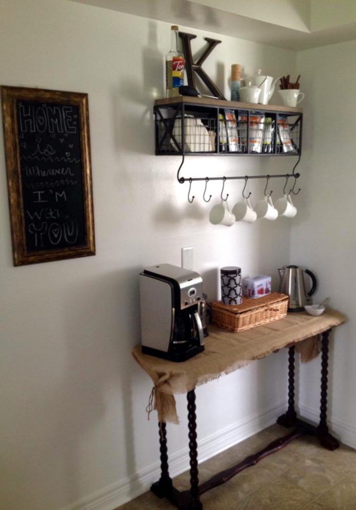 small coffee corner Coffee bar design Diy coffee bar Coffee