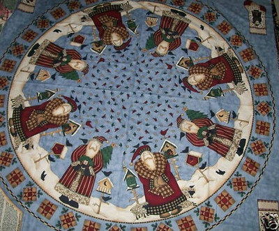 1 debbie mumm quot santa quot tree skirt tablecloth fabric panel christmas tree skirt panel