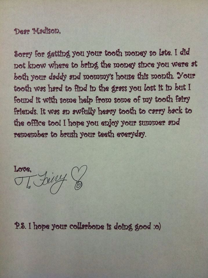 Apology letter from the tooth fairy when you forget that dollar - apology letter to family Apology letter from the tooth fairy when you forget that dollar - apology letter to family