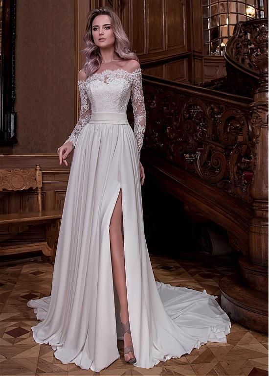 Buy discount Fabulous Tulle & Satin Chiffon Off-the-shoulder Neckline A-line Wed...