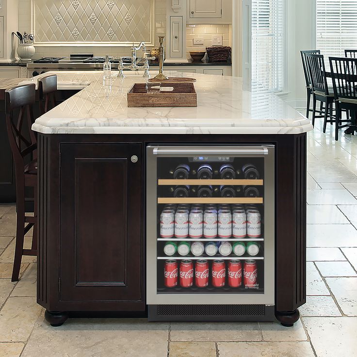 24 Inch Wine Beverage Cooler With Top Handle Tempered Glass Shelves Coolers Drinks Bright Kitchens 24 Inch Wine Beverage Cooler With Top, Wine Cooler Cabinet With Granite Top