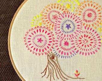 Hand embroidery patterns PDF Autumn landscape Fall | Etsy | Hand