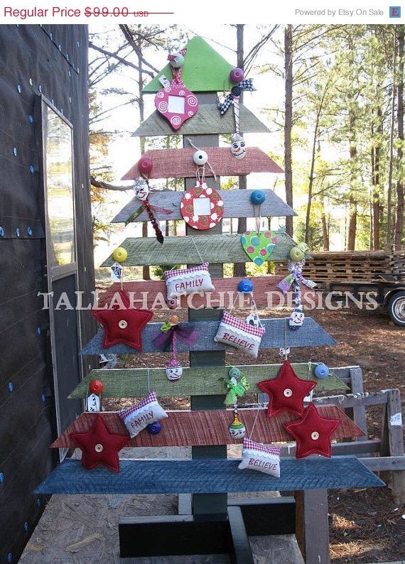 This Rustic Tree Is Made From Reclaimed Wood Hand Painted And Distressed It Would Pallet TreePallet Christmas This Rustic Tree Is Made From Reclaimed Wood Hand Painted And Distressed It Would Pallet TreePallet Christmas