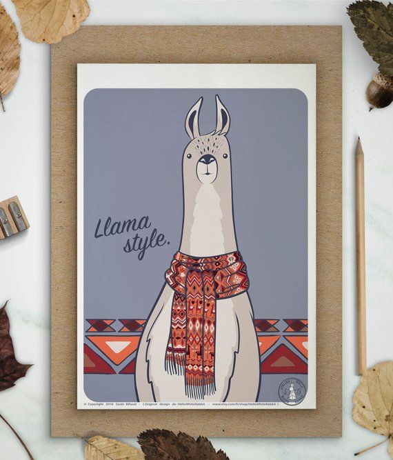 Affiche Lama Illustration Animal Mignon Echarpe Motif Ethnique Art Mural Illustration Enfant Typographie Deco Chambre Idee Cadeau Animal Illustration Cute Animal Illustration Children Illustration