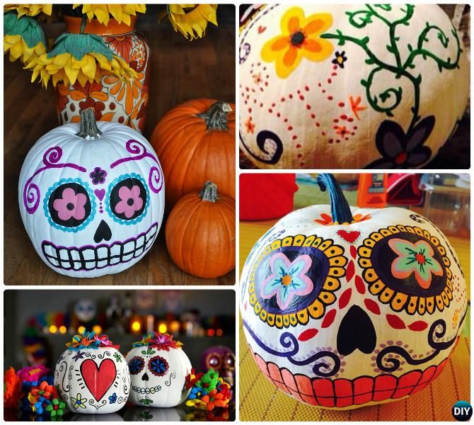 diy sugar skull pumpkins instructions 16 no carve pumpkin diy ideas halloween