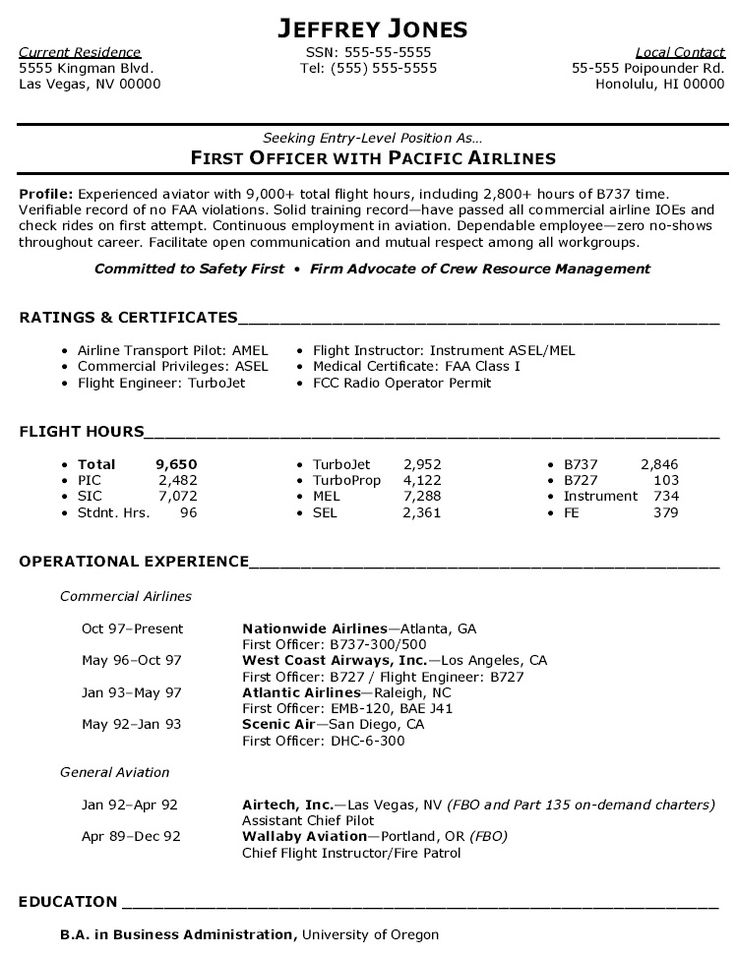 airline pilot cover letters