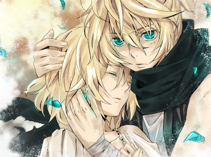 Anime boy with blond hair and green eyes