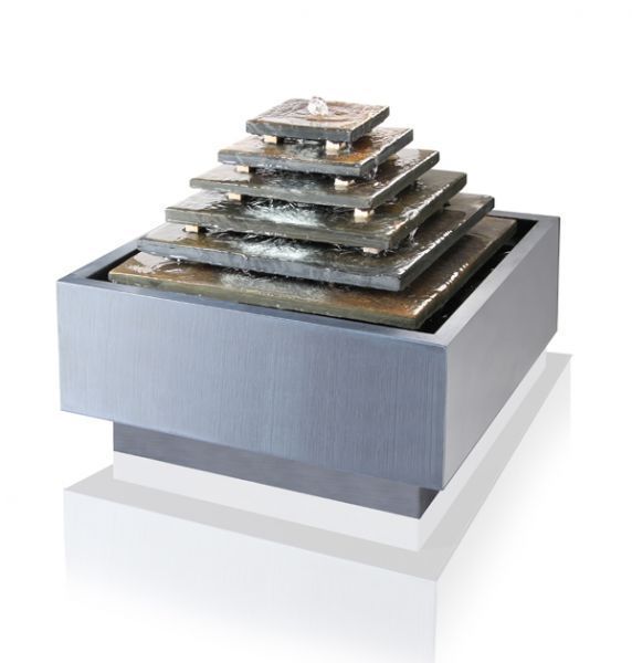 6 Stage Aztec Pyramid Water Feature Fountain Cascade Grey Slate 6 Stage Aztec Pyramid Water Feature Fountain Cascade Grey Slate Contemporary