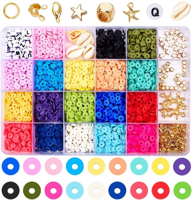 Tacobear 4900pcs Cuentas Planas para Pulseras Juguete de Cuentas de Colores Abalorios Arcilla Polimerica Kit para Hacer Pulseras y Collares Manualidades DIY Fabricación de Joyas para Niños Adultos