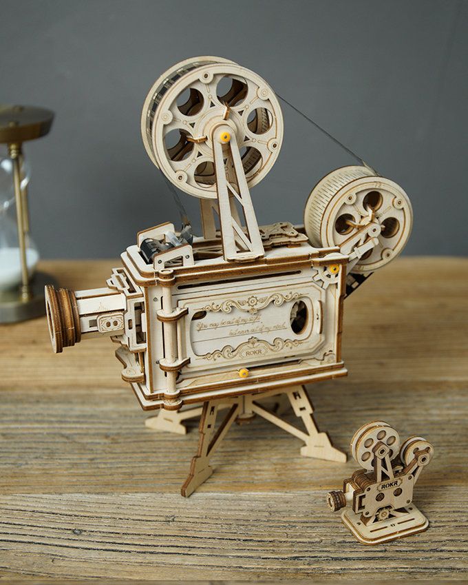 3d Wooden Puzzle Kits 3d Diy Model Film Projector Kit Etsy In 2021 Movie Projector Mechanical Model Wooden Diy