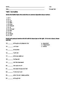 independent and dependent clauses worksheet with answers pdf
