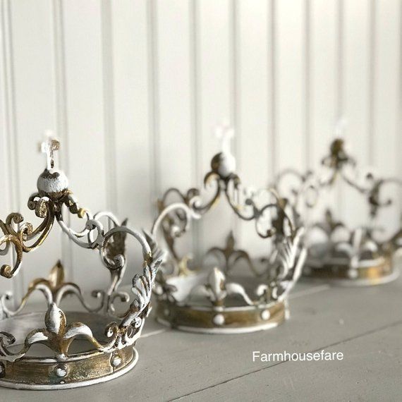 French Metal Crown Hand Painted Paris Decor Table - Metal Crown Home Decor French Metal Crown Hand Painted Paris Decor Table - Metal Crown Home Decor