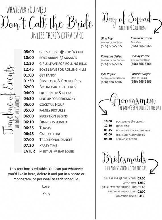 editable wedding timeline edit