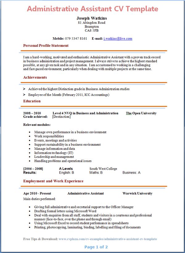 administrative officer sample resume - Goalgoodwinmetals