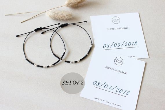 CUSTOM DATE couple bracelet Set of 2 Anniversary gift for couple Couples bracelet Couple Matching bracelets Couple Morse code bracelet