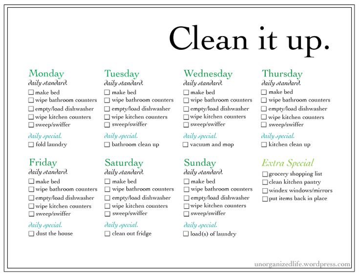 daily chore list daily chore list