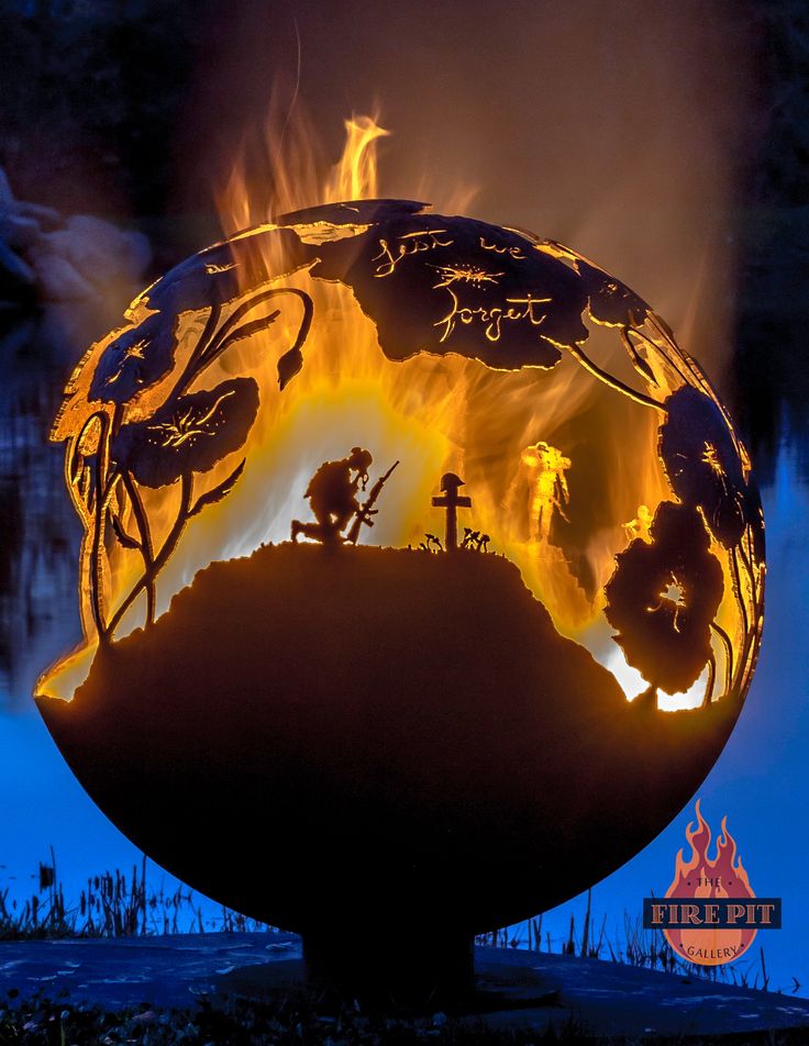 34 Best Fire Pits (Firebowls - Fire Pit Spheres) Images On Pinterest Lest We Forget Fire Pit Sphere by my daughter, Melissa Crisp of The Fire Pit - 34 Best Fire Pits (Firebowls - Fire Pit Spheres) Images On Pinterest