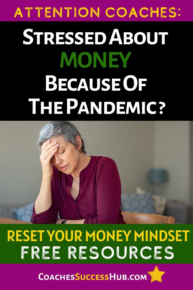 a woman sitting at a table with her head in her hands and the words, stressed about money because of the pandemic?