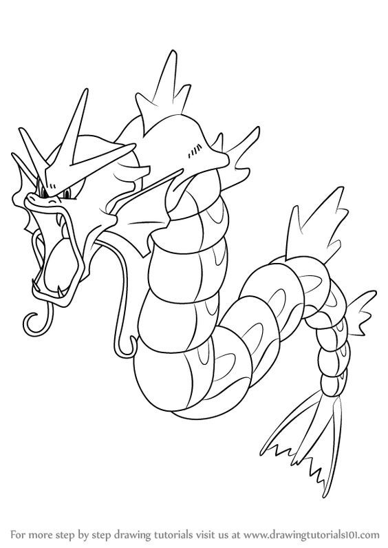 How to Draw Gyarados from Pokemon - DrawingTutorials101.com in 2020