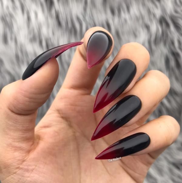 Vamp Black Red Ombre Set With Images Glue On Nails Black