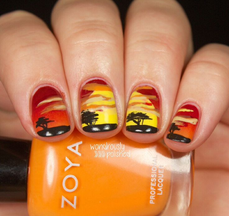 38 Best African Touch #Nails Images On Pinterest Tribal Nails Lion King Sunrise nail art by Lindsey W - Nailpolis: Museum of Nail Art - 38 Best African Touch #Nails Images On Pinterest Tribal Nails