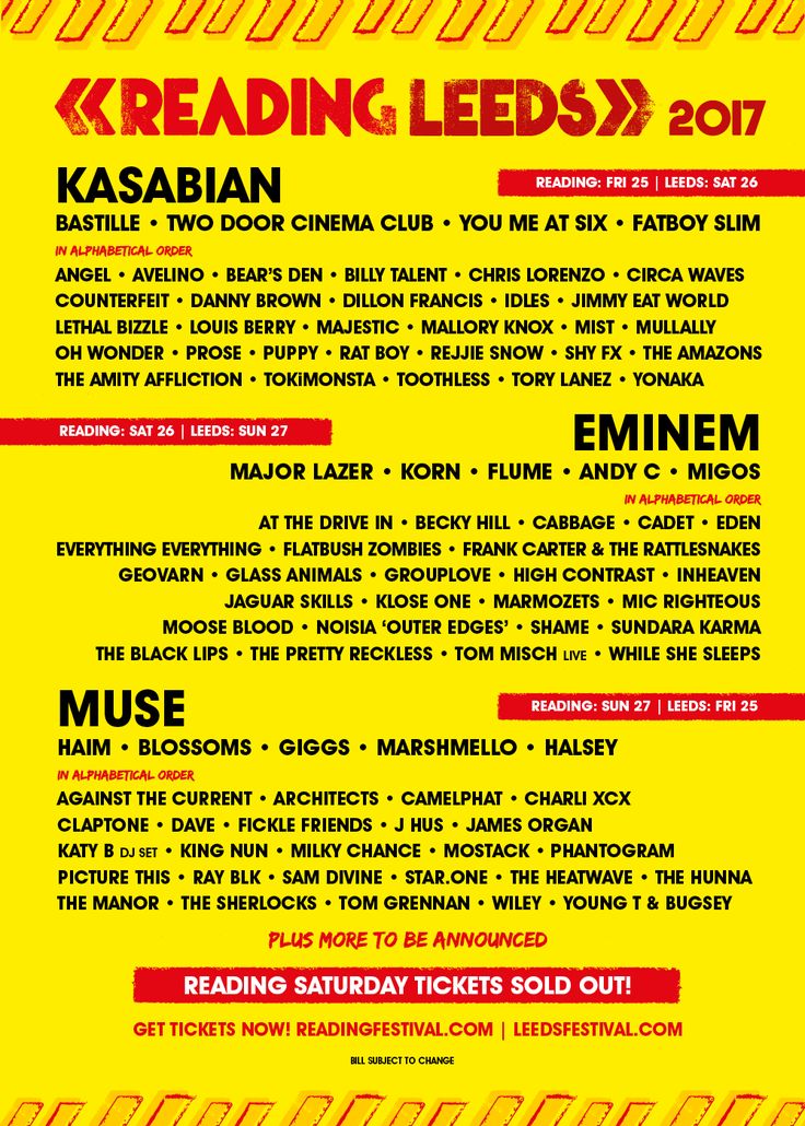 Line up Poster Leeds Festival Leeds festival, Reading and leeds