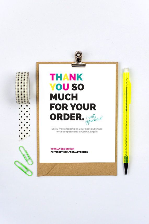 thank you for your order card