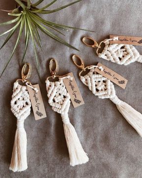 25pcs Bohemian Macrame Keychain to use for Wedding favor, Babyshower Gift for Guests, Bridal Shower Favor img