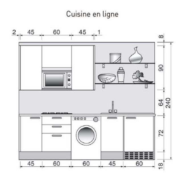 Charming Plan De La Cuisine #5: Plan De Cuisine Linéaire De 2m70 Charming Plan De La Cuisine #5: Plan De Cuisine Linéaire De 2m70