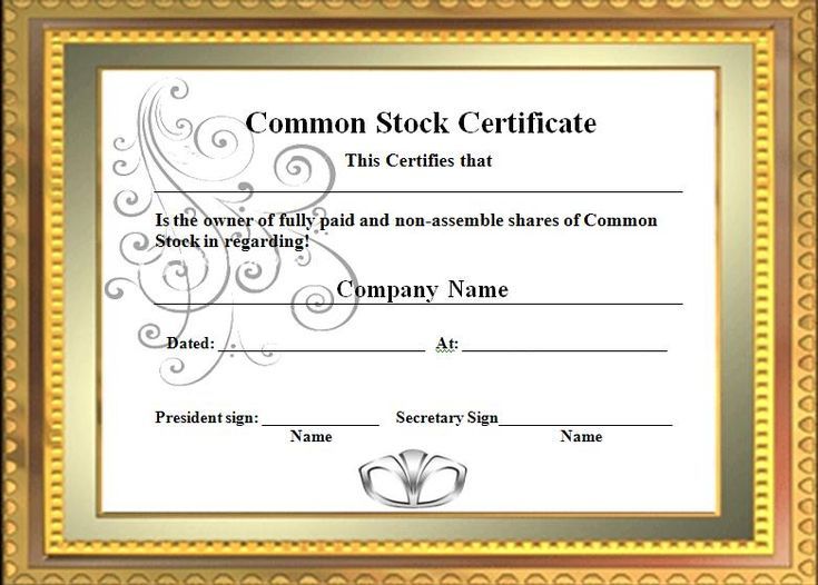 EDITABLE Stock Certificate Template Printable Certificate of 