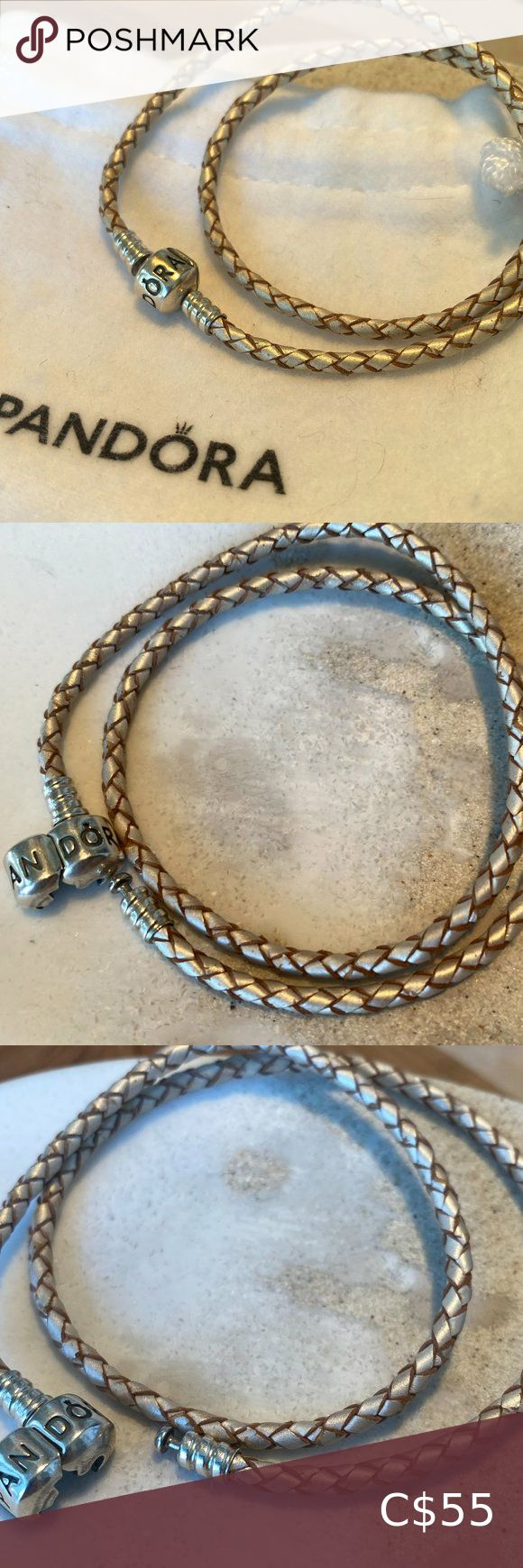 Pandora champagne leather bracelet best sale