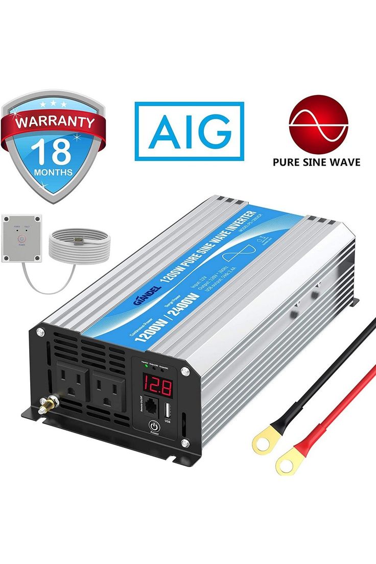 Power Inverter Pure Sine Wave 1200Watt 12V DC to 110V 120V with Remote Control Dual AC Outlets and USB Port for CPAP RV Car Solar System Emergency Power Inverter Pure Sine Wave 1200Watt 12V DC to 110V 120V with Remote Control Dual AC Outlets and USB Port for CPAP RV Car Solar System Emergency