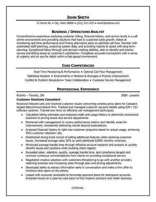 business analyst resume template