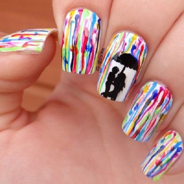 Channel your inner artist by making your nails as your canvass. Use a white base…