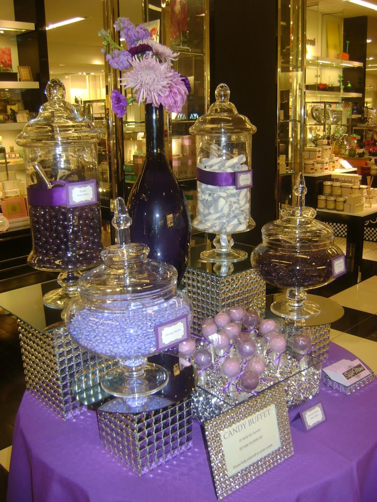 Top 25+ Best Purple Candy Buffet Ideas On Pinterest Purple Candy Inspiration: Mirrored stands Purple and Bling Candy Table by OC Sugar Mama - Top 25+ Best Purple Candy Buffet Ideas On Pinterest Purple Candy