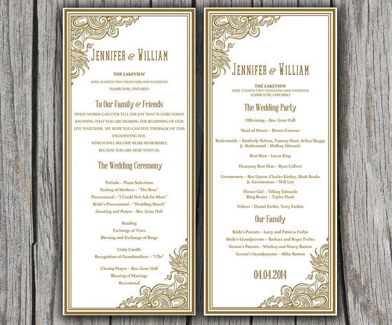 wedding programs microsoft word