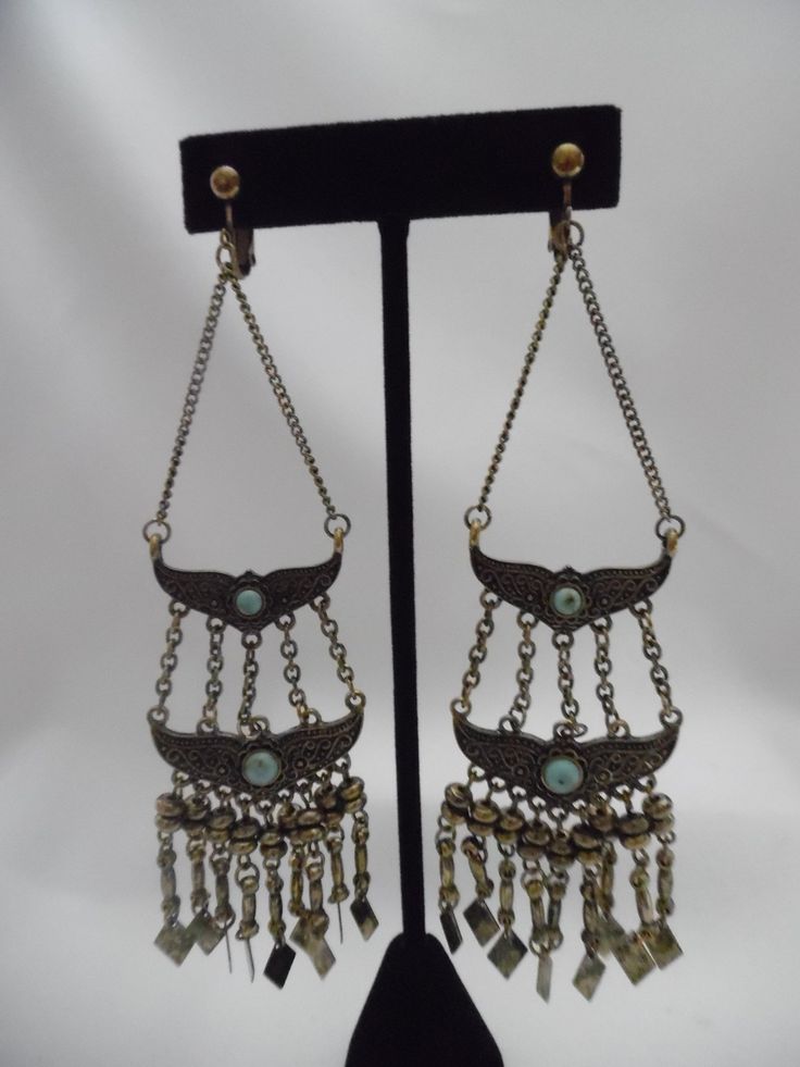 3670 Best Hip And Cool Clip On Earrings Two Images Pinterest Clip On Br Long Chain Earrings W Turquoise Stones5 1 2