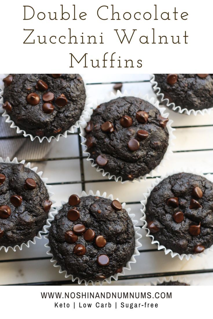 Ultra Moist Double Chocolate Zucchini Walnut Muffins Are The Perfect Healthy Low Carb Way Chocolate Zucchini Double Chocolate Zucchini Muffins Chocolate Baking